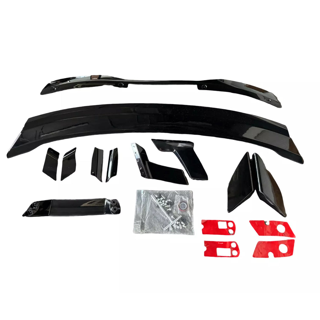 Spoiler 2024 2025 Mustang DH Performance Style Rear Trunk Wing Lid Spliter W Smoke Gurney Flap - installed fitment view