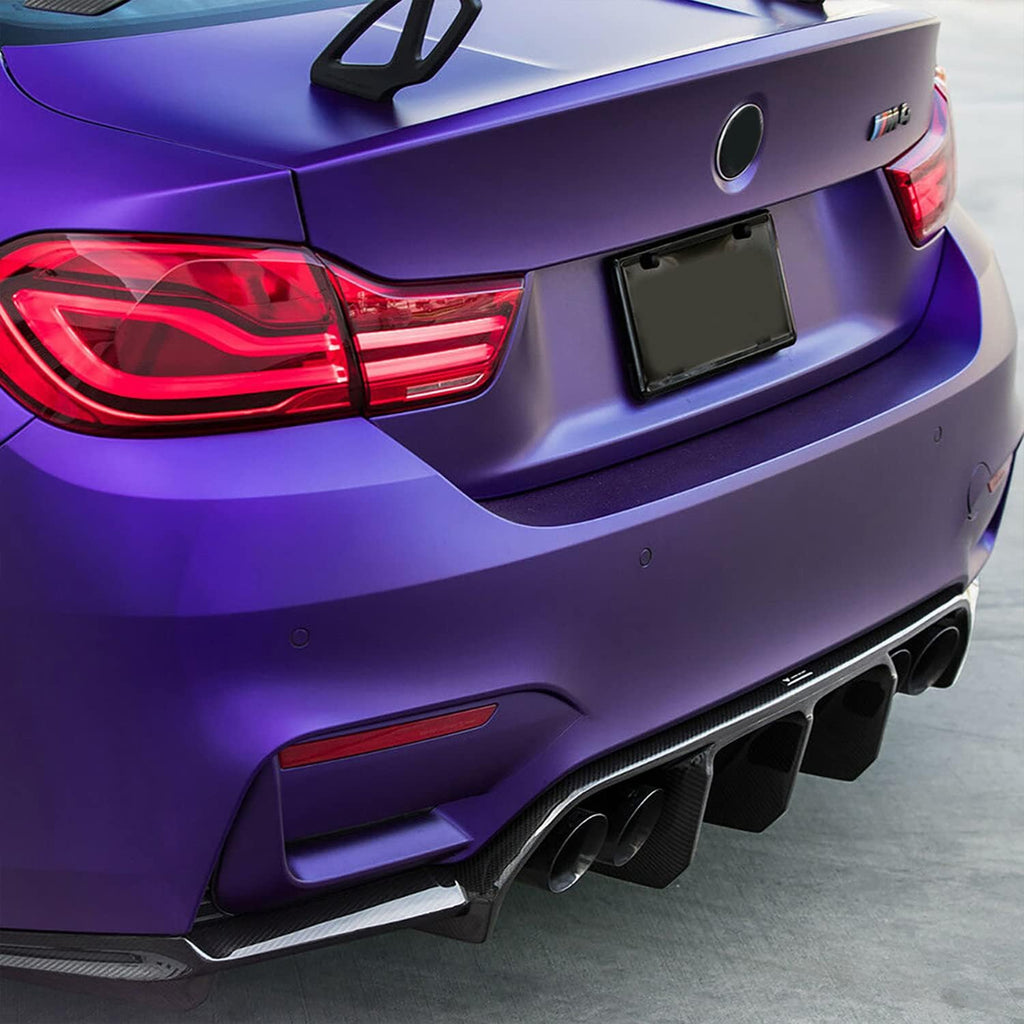 Compatibility with 2014-2020 BMW F80 M3 Sedan F82 F83 M4 with M Sport Rear Bumper Diffuser Lip V - close-up detail view
