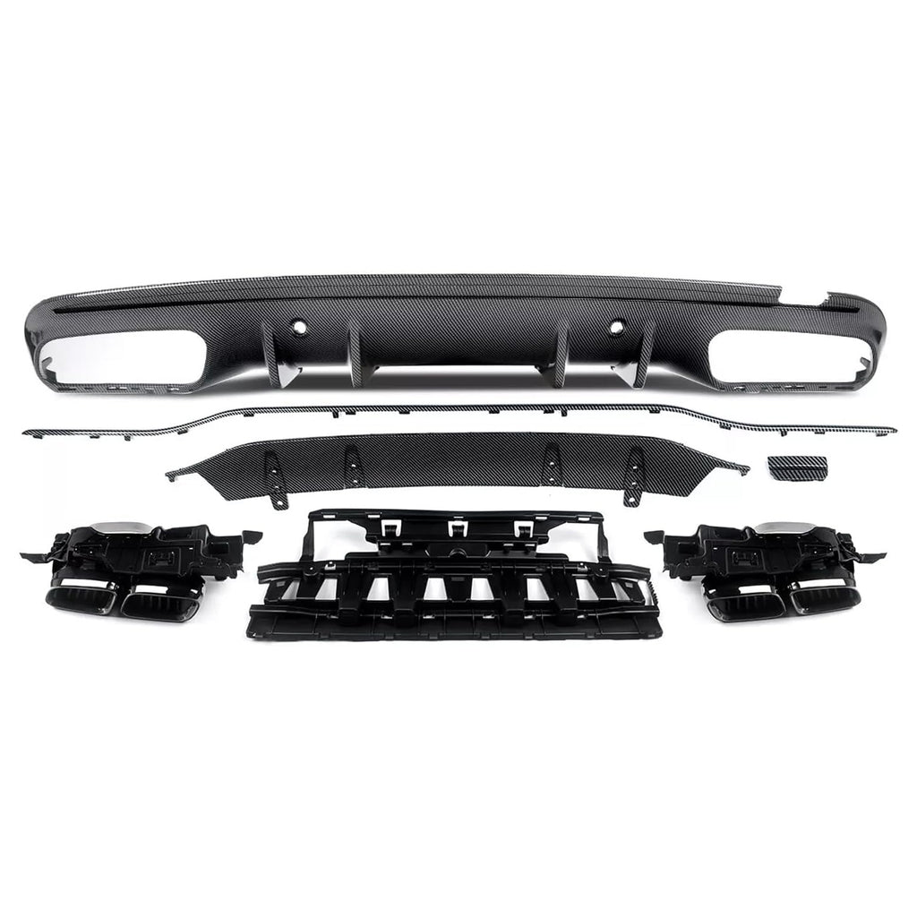 Rear Diffuser Compatibility with 2015-2021 C Class W205 AMG Sedan C300 C43 C63 4Door C63 Style Rear - close-up detail view