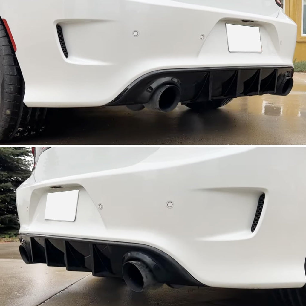 Rear Diffuser Compatibility with 2015-2024 Charger SRT Non-Widebody Models Rear Bumper Chin - close-up detail view