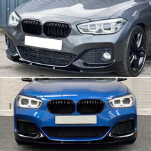 Load image into Gallery viewer, 2015-2019 1 Series F20 F21 M Sport MP Styel Front Bumper Chin Lip Splitter Spoiler Kit (Gloss Black) - close-up detail view