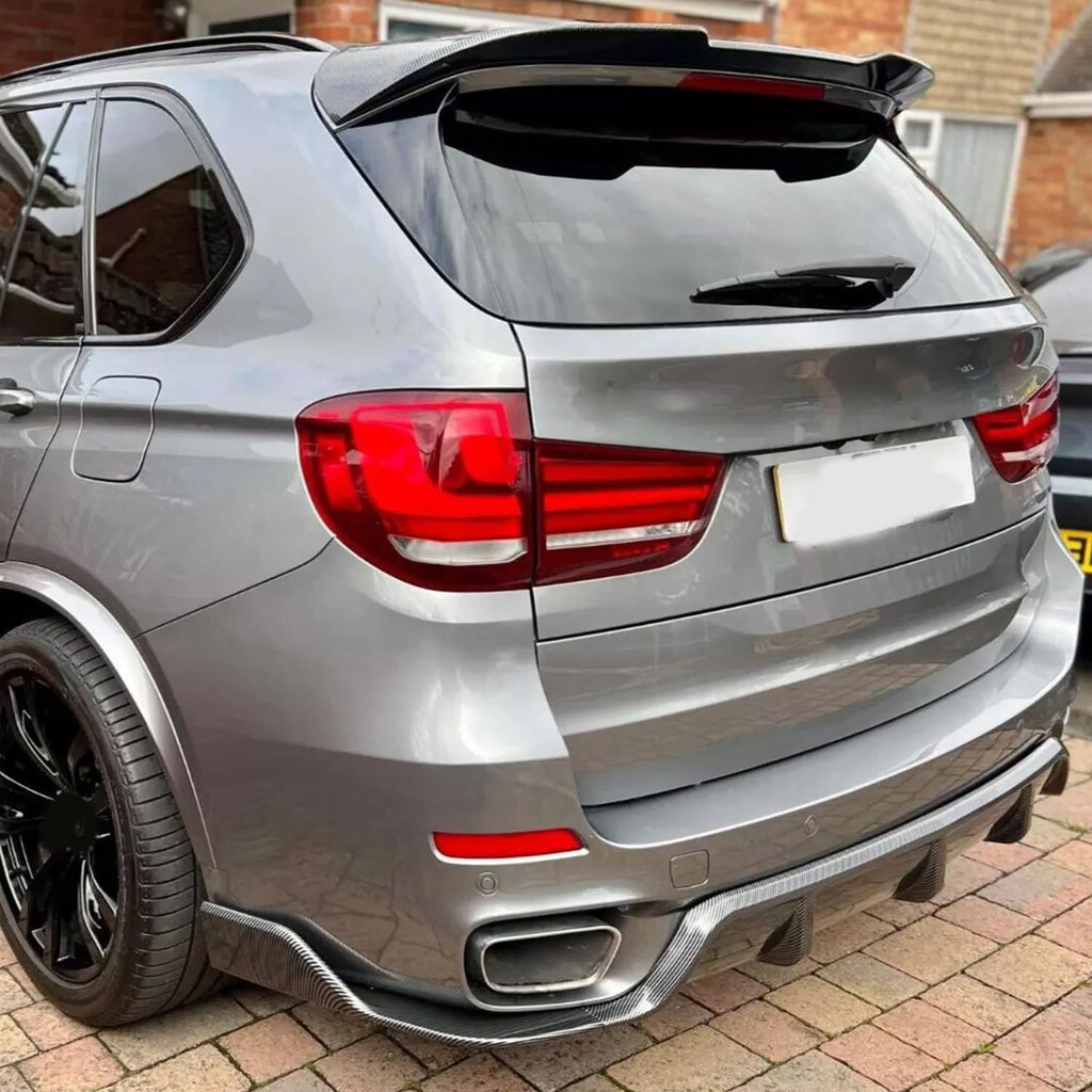 Rear Roof Spoiler Compatibility with 2014-2018 F15 F85 X5 X5M Rear Trunk Spliter Wing Lid (Carbon - close-up detail view