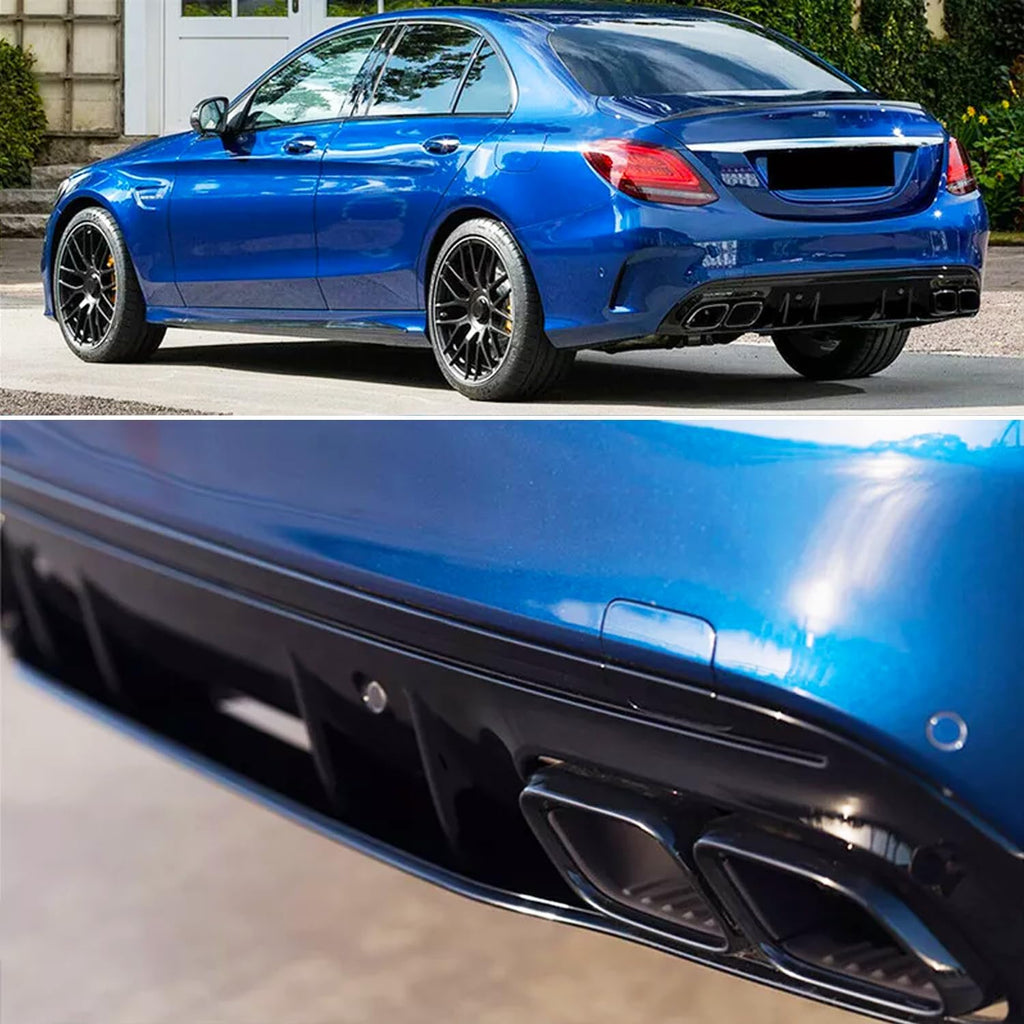 Rear Diffuser Compatibility with 2015-2021 C Class W205 AMG Sedan C300 C43 C63 4Door C63 Style Rear - included parts view