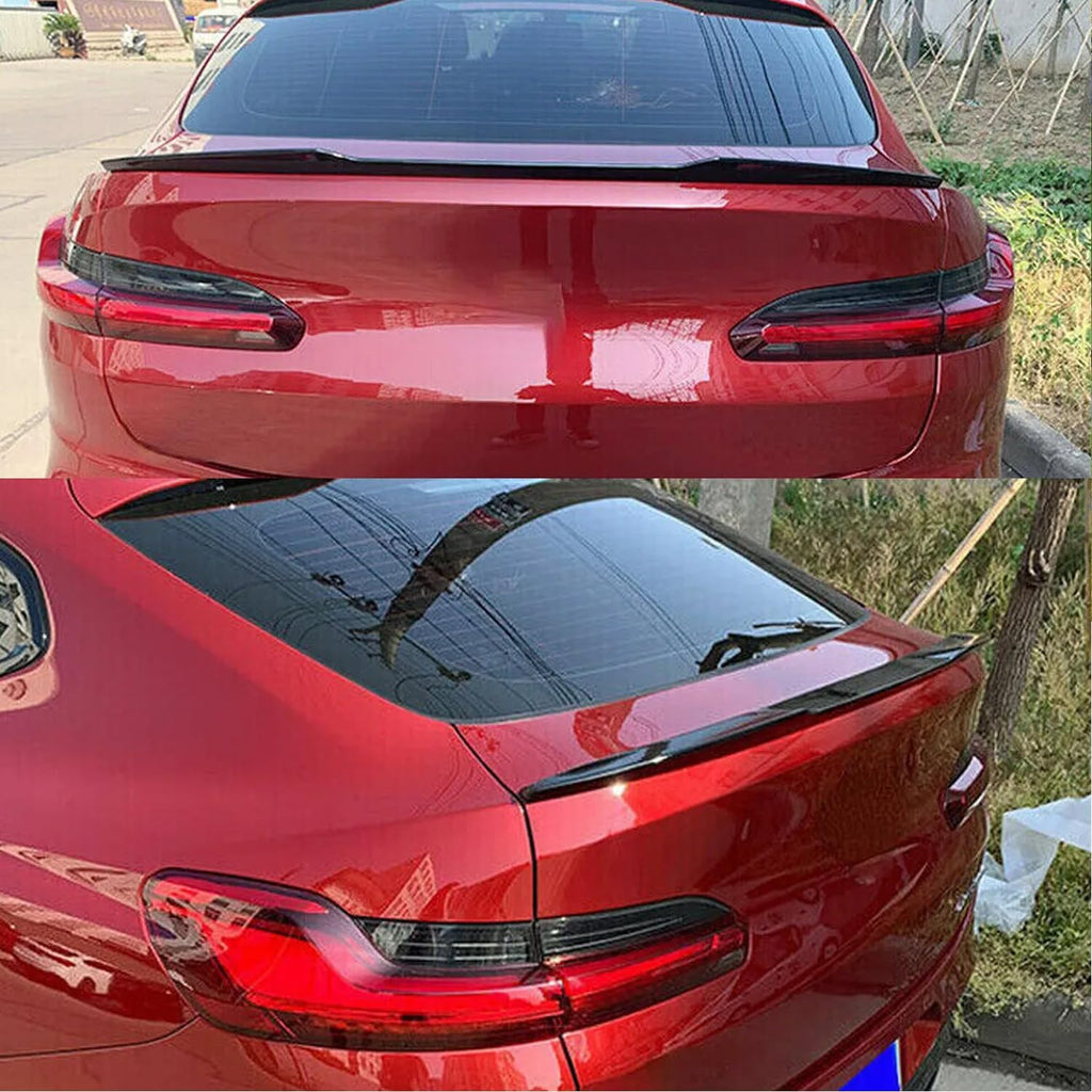 Spoiler Compatibility with 2018-2022 X4 G02 X4M F98 Rear Trunk Spliter Wing Lid (Gloss Black) - close-up detail view