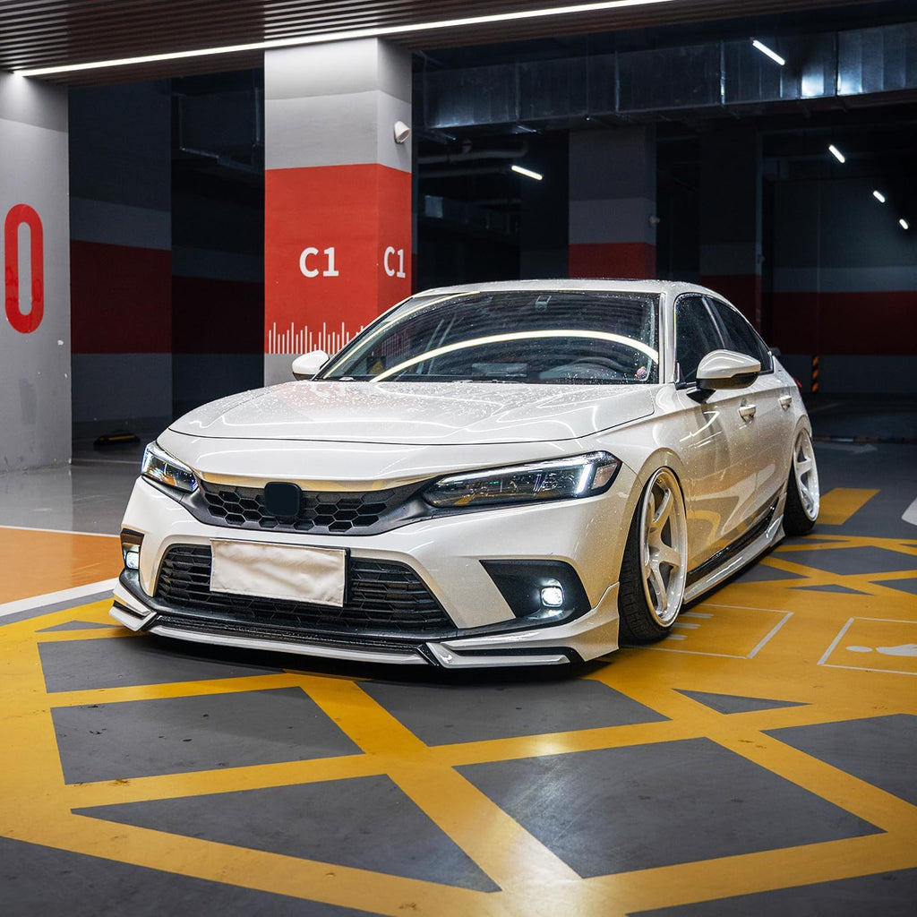 Front Lip Compatibility with 2022-2024 Civic Yofer Style Front Bumper Chin Lip Splitter Spoiler Kit - close-up detail view