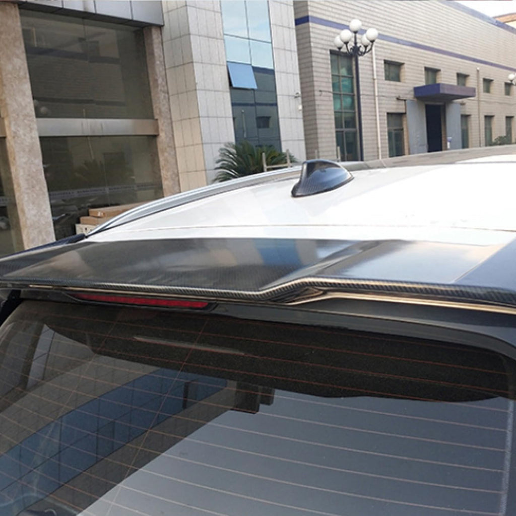 Rear Roof Spoiler Compatibility with 2018-2023 X3 G01 Rear Trunk Spliter Wing Lip (Carbon Fiber Style) - close-up detail view