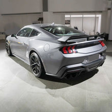 Load image into Gallery viewer, Spoiler 2024 2025 Mustang DH Performance Style Rear Trunk Wing Lid Spliter W Smoke Gurney Flap Gloss Black - side angle view