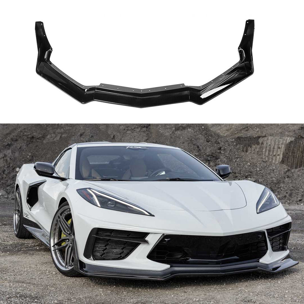 Front Lip Compatible with 2021 2022 2023 Corvette C8 Z51 ZR1 Style STG 3 Winglet Front Bumper Chin - main product view