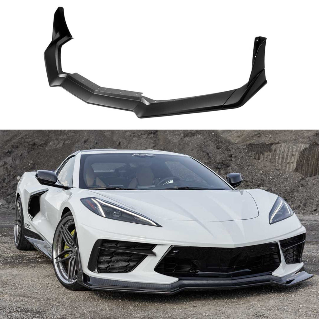 Front Lip Compatible with 2021 2022 2023 Corvette C8 Z51 ZR1 Style STG 3 Winglet Front Bumper Chin - main product view