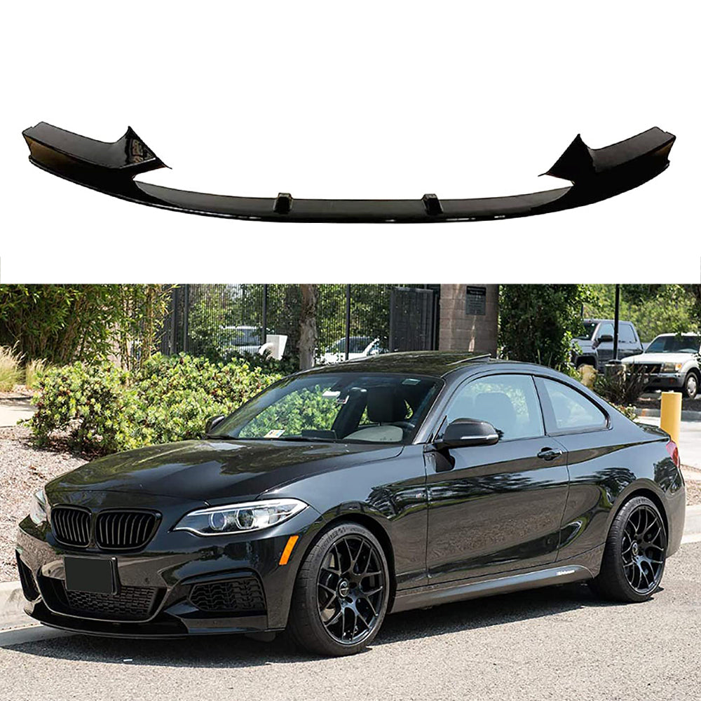 2014 2015 2016 2017 2018 2019 2020 BMW F22 2 Series M Sport Front Bumper Lip ABS Gloss Black - main product view