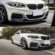 Load image into Gallery viewer, 2014 2015 2016 2017 2018 2019 2020 BMW F22 2 Series M Sport Front Bumper Lip ABS Carbon Fiber - side angle view
