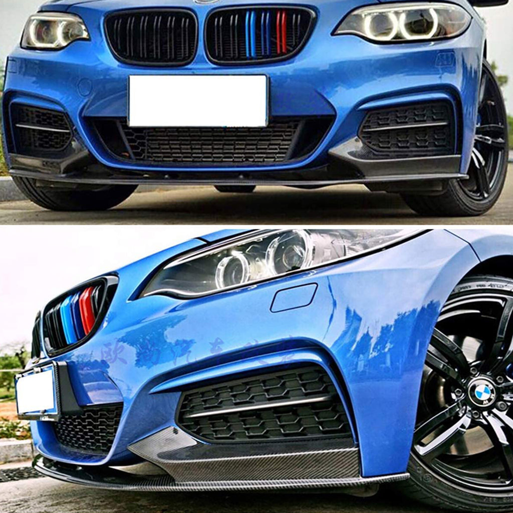 2014 2015 2016 2017 2018 2019 2020 BMW F22 2 Series M Sport Front Bumper Lip ABS Carbon Fiber - installed fitment view