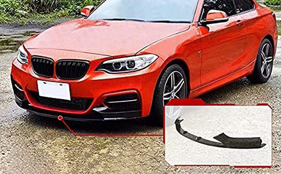 2014 2015 2016 2017 2018 2019 2020 BMW F22 2 Series M Sport Front Bumper Lip ABS Gloss Black - included parts view